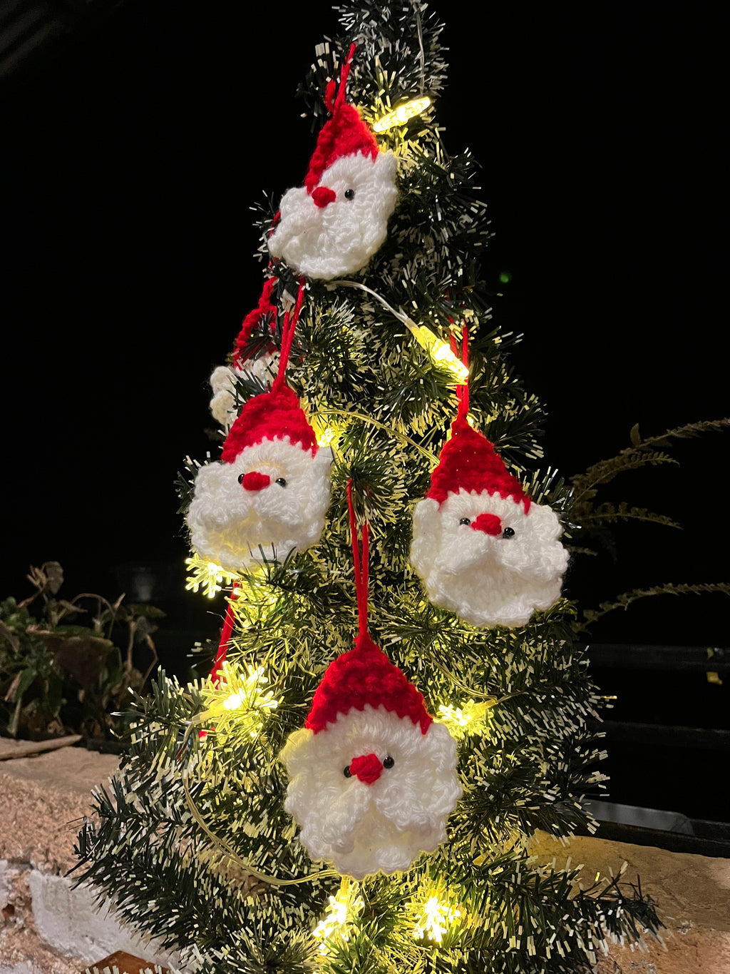 Cozy Crochet Santa Tree Ornaments