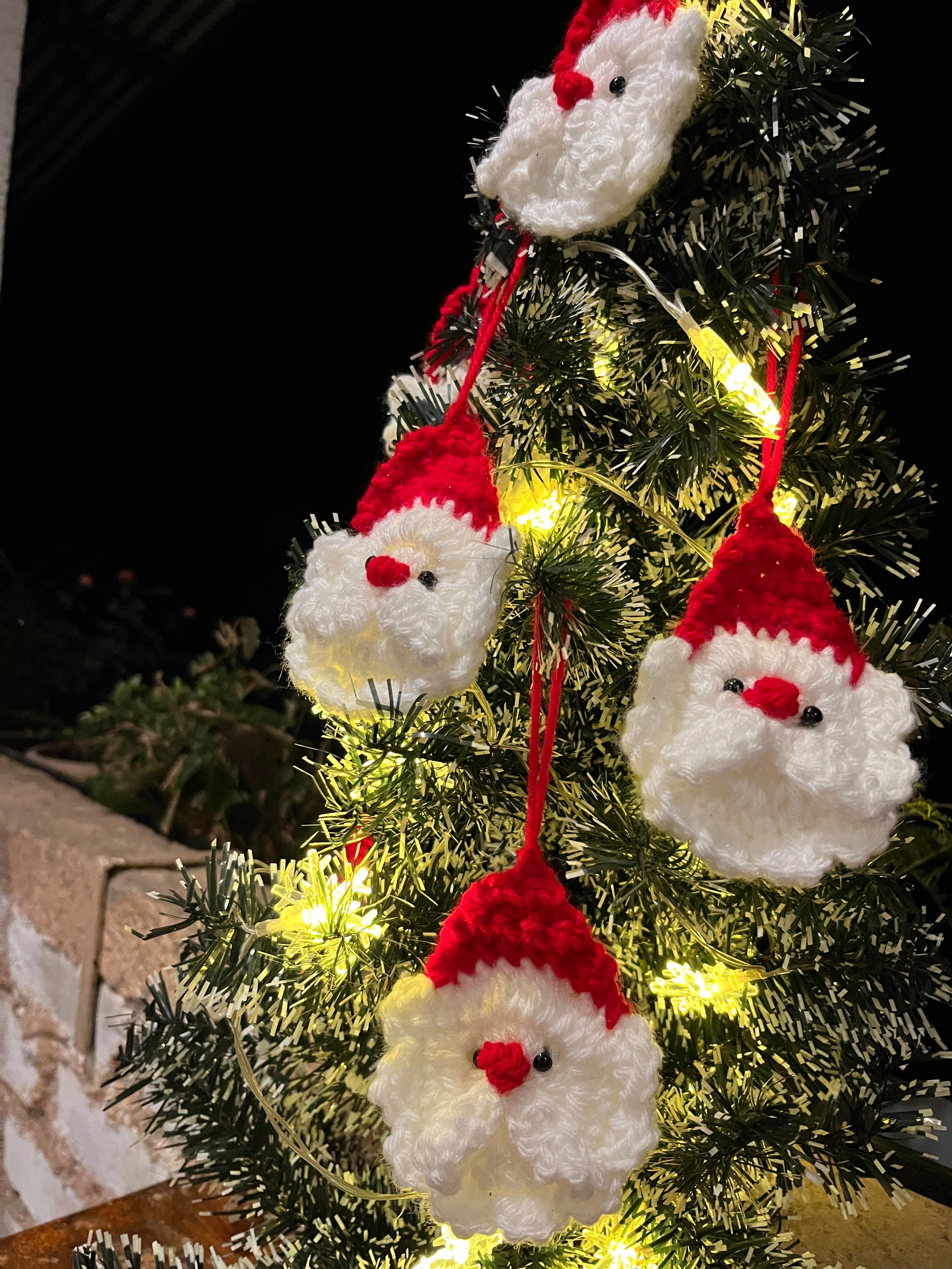 Cozy Crochet Santa Tree Ornaments